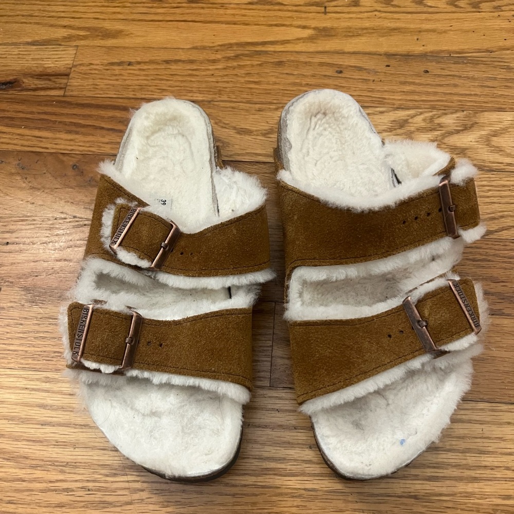 Birkenstock fur lined Arizona sandals